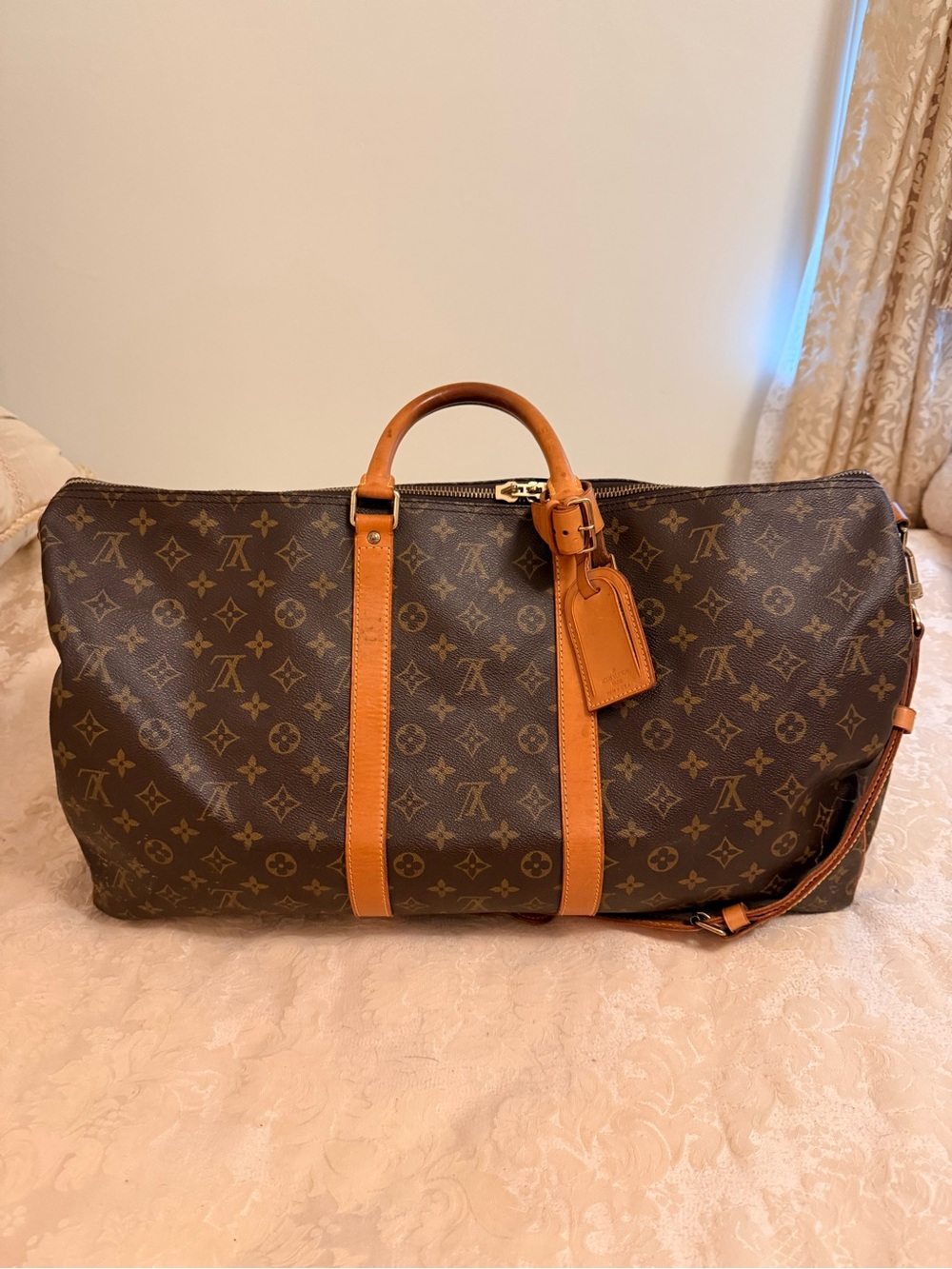 Louis Vuitton Monogram Keepall Duffel - Dark Brown with Tan Trim - Picture 5 of 5